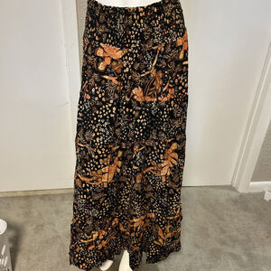 NWT Black Floral Maxi Skirt By Nostalgia Size Medium Boho Skirt Nwt